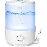 ASAKUKI Humidifiers for Bedroom Home, 3L Top Fill Cool Mist Air Humidifiers for Baby Nursery & Plants, 3-IN-1 Quiet Oil Diffu