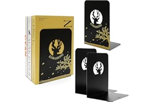 FL HUA Lot de 4 Serre-Livres, Bloc Livre pour Étagère, Cale Livre Enfant, Presse Livre Métal Noir pour Maison L'école Bureau Bibliothèque