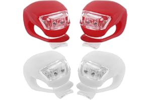 DINGLONG PROCHIVE prochive lumière Vélo Lampe de phare avant 4 x Mini Lampes lampes de vélo LED pour la sécurité étanche en silicone rouge/blanc