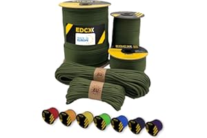 EdcX Paracord 4mm, 35+ Colori Solidi (10m, 15m, 30m, 50m, 100m, 300m) | Ideale per Campeggio, Sopravvivenza, attività all'aperto | Corda 100% Nylon 4 mm| Corda Tattica 550 Tipo III