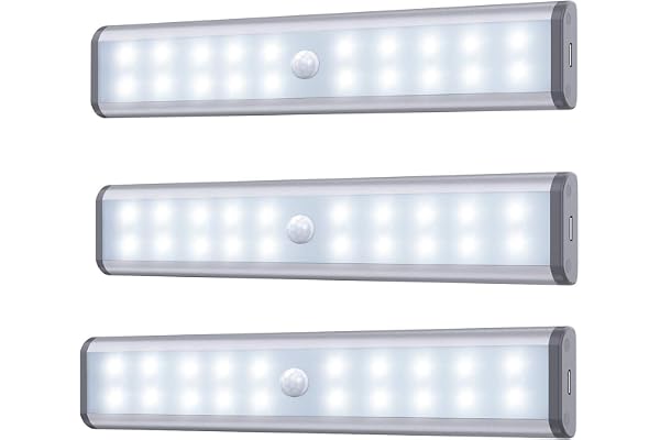 Lampe Armoire,Éclairage d'armoire à détecteur de mouvement,éclairage d'armoire de rangement sans fil à avec batterie rechargeable intégrée,éclairage de nuit magnétique à coller,pour placard de cuisine