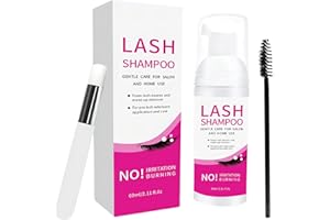 HKBTCH Wimpernshampoo, Wimpernshampoo für Wimpernverlängerung, Wimpernschuam Wimpernpflege, Wimpernshampoo Schaumreiniger Wimpernschaum für Salon und Heimgebrauch mit 2 Bürsten(60ml, 2.11 fl oz)