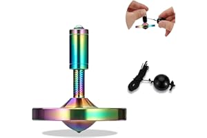 LOQATIDIS Precision Spinning Top with String, High Performance Stainless Steel Metal Anty-Gravity Desktop Gyro Toys, Amazing Spin Time Up to 15 Minutes, Efficiently Waste Your Time (Colorée,S)