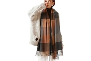 Adicloz Écharpe Femme Cachemire Hiver Chaud, Pashmina Châle Grandes Femmes Plaid Glands Foulard, Écharpe Châle Tricolore Femme Douces Wrap pour Autum et Hiver 180 * 70cm