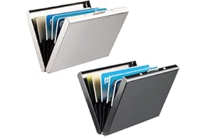 Leenou RFID Blocking Porta Carte di Credito, 2 Pezzi Portafoglio Carte Credito in Alluminio, Portafoglio Elegante Viaggi - Business, ID, Assicurazioni, di Debito, Donna e Uomo (9.6 * 6.5 * 1cm)