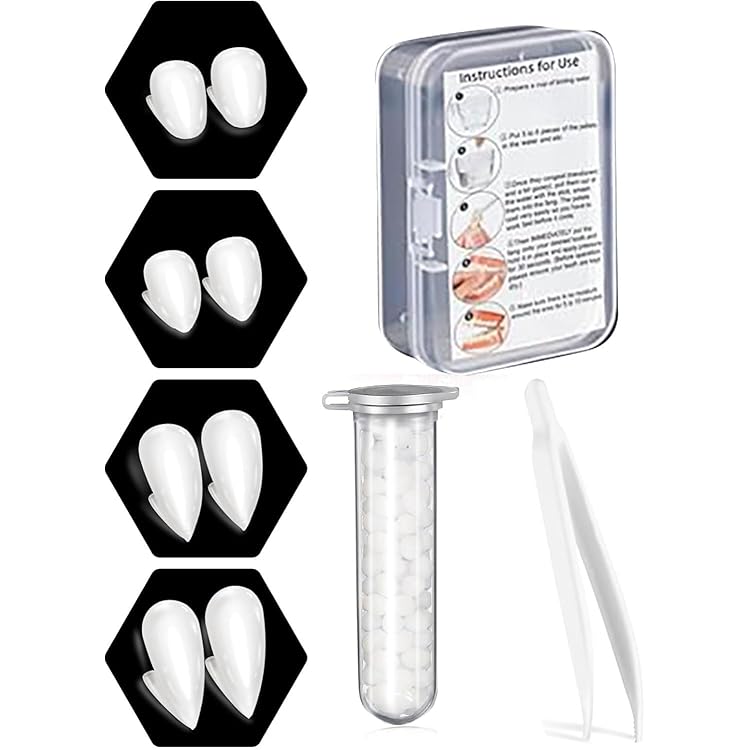 Produktbild von Vampirzähne, 4 Paar Vampir Zähne Vampir Fangs Kit 4 Größen Custom Fangs