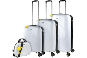 Smiley Originals - Maletas de Viaje de la Firma Smiley. Juego Maletas 4 Ruedas - Juego de Maletas de Viaje - Juego Maletas de Viaje Ligeras. Candado de combinacion 180100B, Blanco-Negro