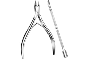 Poraceous Tronchesino Cuticole, con Spingitore Tagliacuticole, Tronchesino Cuticole Acciaio Inox, Esfolia i Piedi e le Mani con la Pelle Morta, Kit di Strumenti per Manicure con Spingi