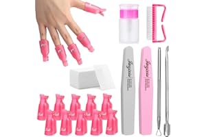 Dissolvant Vernis Semi Permanent, 10pcs Pince Pour Ongle Semi Permanent Pinces Ongles Depose,100Pcs Coton Manucure Semi Permanent, 2Pcs Lime à Ongles, Brosse à Ongles & Flacon Pompe De Vernis à Ongles
