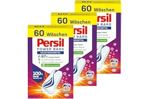 ‎PERSIL Persil Power Bars Color Waschmittel 180 Waschladungen, vordosiertes Vollwaschmittel in nachhaltiger Verpackung, für hygienisch reine Wäsche bereits ab 20° C