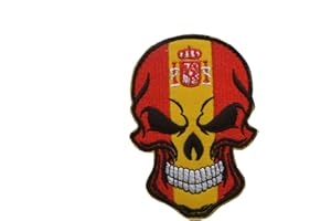 Ohrong Parche bordado de calavera de España con bandera nacional de España, emblema de gancho y bucle para jeans, chaquetas, gorras, bolsas