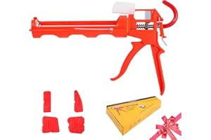 ILITLUK Pistola per Silicone Antigoccia Rapporto di Spinta 15:1 Risparmio di Lavoro Pistole Erogatrici Sigillante Taglierina Incorporata per Cartucce da 310ml con Strumenti di Finitura per Calafataggio