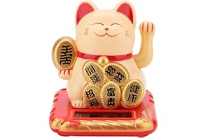 Tosuny Solar Luck Kitty, Good Luck Cat Beckoning Cat Cute Kitty Chinese Lucky Cat Waving Arm Bring Health, Wealth and Good Luck, BEST Gift for Child and Family(Gold)