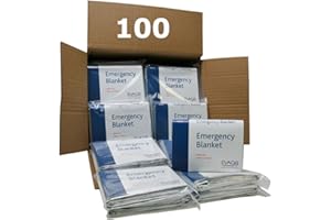 EVAQ8 100 Foil Blankets for First Aid, Sports, Schools & Emergencies. Adult Sized Survival Thermal Blankets to Treat Hypothermia - Shock and to Keep Warm & Dry Outdoors.