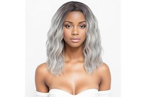 PARXITN Kurze Bob Perücke Lockig Gewelltes Synthetisches Haar Natürliche Aussehen Perücke Mittlerer Teil Klebefreie Spitze Front Perücken für Frauen