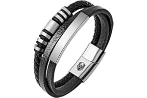 SHIEAGLELD Bracelet Homme Cuir Bracelets pour Homme avec Magnetique Boucle en Acier Inoxydable et Boîte à Bijoux Bracelet Exclusive pour l'idée de Cadeaux pour Hommes