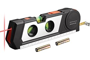 Neoteck 4 i 1 lasernivå bubbellaser, 9,8 fot måttband, justerbar linjal i tum och centimeter för att hänga foton, skåp, kakel