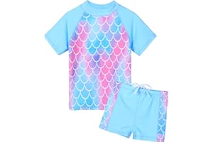 ZNYUNE Niña Traje de Baño Impreso 2 Piezas Top Manga Corta + Shorts