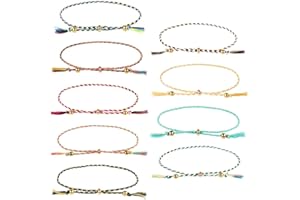 Chudian Bracelet d'Amitié Fille, 9Pcs Bracelet Tressé Ajustable, Multicolore Bracelet Tissé pour Femme, Adolescente et Fille, Cadeau pour Meilleure Amie, Anniversaire, Noël
