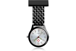 TALNITE Nurse Fob Watch with Glow in The Dark Quartz Movement,Stainless Steel Adjustable Date Clip-on Pocket Watch for Doctors,Paramedics,and Medical Professionals,Water Resistant Hanging Lapel Pin