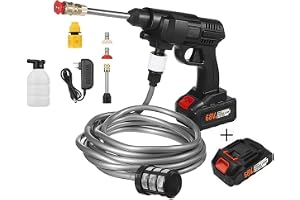 WOLF pihot® 48VF Portable Battery, Car Wash, Cordless Gun for Home Use for Effective Cleaning of Bikes, Motorcycles, Cars, Floors, Driveways, Gardens With Two Battery, Black