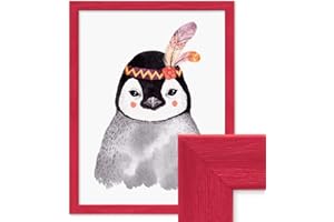 PHOTOLINI Bilderrahmen Kinderzimmer 30x40 cm Rot, Wechselrahmen farbig, Holz, Acrylglas, Made in Germany, zum Aufhängen, mit Zubehör - für bunte Kinderbilder