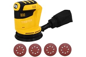 WAKKAPEINT Orbital Sander Compatible for DEWALT 18V 20V Battery, Cordless Random Orbital Sander with 4Pcs Sandpapers & Collection Bag, 360°Rotating Sanding Base Plate, for Sanding, Polishing (Tool only)