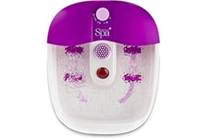 SENSIOHOME Sensio Spa Foot Spa Massager Pedicure Bath Nine accessories Pamper Your Feet with Heat Bubbles and Massaging Tools All In One Home Salon Therapeutic Massage Tub Pedicure Set White Purple