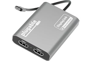 Plugable USB C to HDMI Adapter, Dual Monitor 4K 60Hz for Apple Mac M1/M2/M3, DisplayLink Multiple Displays for Thunderbolt Macbook or iMac, Driver Required (USBC-6950M)