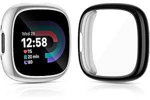 KIMILAR (2 Pack) Screen Protector compatible with Fitbit Versa 4, Fitbit Sense 2, Soft TPU Full Coverage Screen Cover Case compatible with Fitbit Sense 2, Fitbit Versa 4 Smartwatch