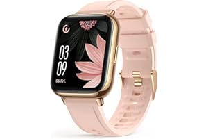 AGPTEK Smartwatch, 1,69 Zoll Armbanduhr mit personalisiertem Bildschirm, Musiksteuerung, Herzfrequenz, Schrittzähler, Kalorien, usw. IP68 Wasserdicht Fitness Tracker, für iOS und Android, Pink