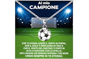 BRAMART Collana Uomo Ragazzo Sportivo Basket Calcio Idee Regali per lui Bambino Sport Cindolo di Calcio Basket - Cofanetto con DEDICA incluso