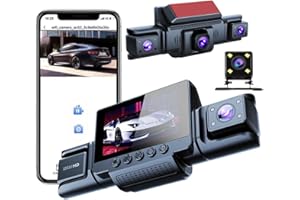 Infinn Dashcam Auto 360 Grad - 4 Kameras, 1080p Full-HD, 64 GB Speicherkarte, WiFi, Nachtsicht, G-Sensor, Bewegungsdetektor, 3" IPS-Display, Wasserdicht, Loop-Aufnahme, Auslöser bei Unfall, WDR