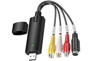 GENERIC VHS to Digital Converter, USB Video Capture Device for VCR TV Hi8 to DVD Digitiser, Analogue Video Grabber Adapter for Windows 10/11 & Mac, with RCA S-Video Support and Lead