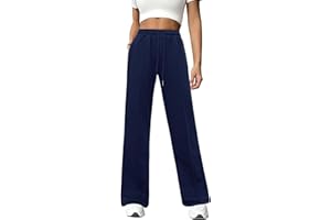 Totatuit Pantaloni Sportiva Larghi Donna Cotone Tuta Comodi Vita Alta Elasticità Pantalone a Gamba Dritta con Tasche Elegante Sport Fitness Jogging Lavoro Adatto per Tutte Le Quattro Stagioni
