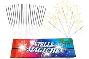 GENERICO 140 Candeline Magiche 17cm Scintille Luminose - Kit 1 Confezione da 140 Bastoncini Scintillanti - Perfette per Matrimonio, Compleanno, Capodanno, Feste All'aperto e Party
