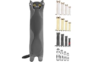 LEcylankEr Peluche a forma di gatto, 50 cm, morbido, per bambini, fidanzata, giocattolo, regalo per compleanno, Natale, San Valentino (grigio, 50 cm)