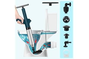 HOMREALM Rohrreiniger Druckluft, Abflussreiniger Pumpe mit Luftkompression und Luftdruckanzeige, Hochdruck-Luftablass-Blaster, robuster Kolben für Toilette, Badezimmer, Bodenabfluss, Abwasserkanal, Rohr
