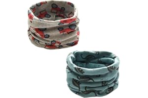 ENSTAB 2 Pcs Écharpe Cache-cou Enfants Coton Automne Hiver Écharpe Bébé Boucle Cache-cou Foulards Bébé Filles et Garçons