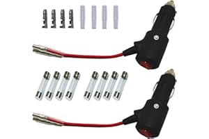 GTIWUNG 2 Piezas 12/24V Cable de Extensión para Mechero de Coche 14AWG 12CM, Encendedor de Cigarillo Macho, Toma de Mechero para Coche, Enchufe Mechero Macho con Interruptor