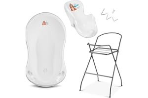 BabyKajo Vaschetta per Bagnetto Neonati e Bimbi Integrata, Seggiolino da Bagno e Tubo Flessibile di Drenaggio dell'Acqua - Supporto Antiscivolo - Tüv Testato