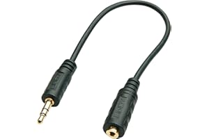 LINDY Premium kabel audio jack 3,5 mm wtyczka do gniazda jack 2,5 mm, 20 cm czarny