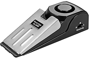 Fuers Door Stop Alarm, Non-Slip Rubber Wedged Shape Door Stopper Alarm with 125dB-Adjustable Sensitivity Lightweight, Suitable for Home Hotel Travel