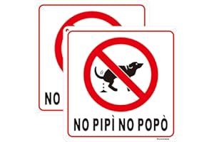 Acuxiaza 2 Pezzi Cartello per Cani No PIPÌ NO POPÒ 15x15 cm Cartello Feci Cane PVC Adesivo Divieto No Cacca e Pipì per Cani Cartelli in PVC per esterno - interno