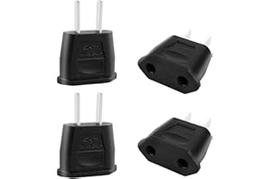 OCCOUMR 4 Stück Reiseadapter, Adapterstecker, EU to US Adapter, Adapter USA Deutschland Stecker, Reisestecker USA, für USA, China, Kolumbien, Japan, Kanada, Mexiko, Kanada, Mexiko (Schwarz)