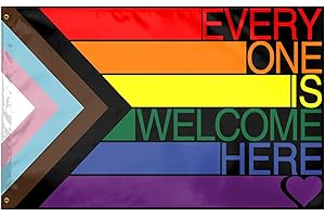 DZPUHUOJZ Rainbow Gay Pride LGBTQ+ Flag, 3x5ft Progress Gay Pride Banner for LGBT Party Parades, Carnivals, Festival Decorations and Celebrations