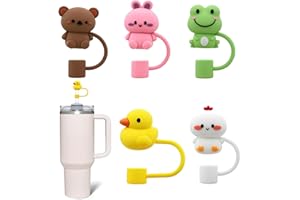 KURKIP 5 pezzi Copri Cannuccia per Accessori Stanley Cup, Copri Cannuccia con 10 MM Accessori Stanley Cup, Copri Tappo in Silicone per Bicchiere Stanley 30 & 40 Oz con Manico