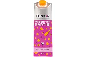 FUNKIN Cocktails Passion Fruit Martini Pre Mixed Cocktail Mixer | Just Add Rum | Tropical & Tangy | 0% ABV | Premium Ingredients for Bar-Quality Drinks | Perfect for Parties | 1 Litre, Pack of 6