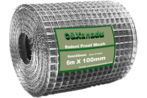 C&Xanadu 100mm X 6m Wire Mesh Roll,Rodent Proofing Metal Mesh Galvanised,Welded Steel Mesh Panels Stop & Prevent Rat & Mouse Access