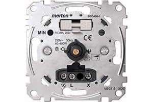 Schneider Electric Merten MEG5131-000 dimmer, infälld roterande dimmer, insats för ohm belastning med tryckströmbrytare för d